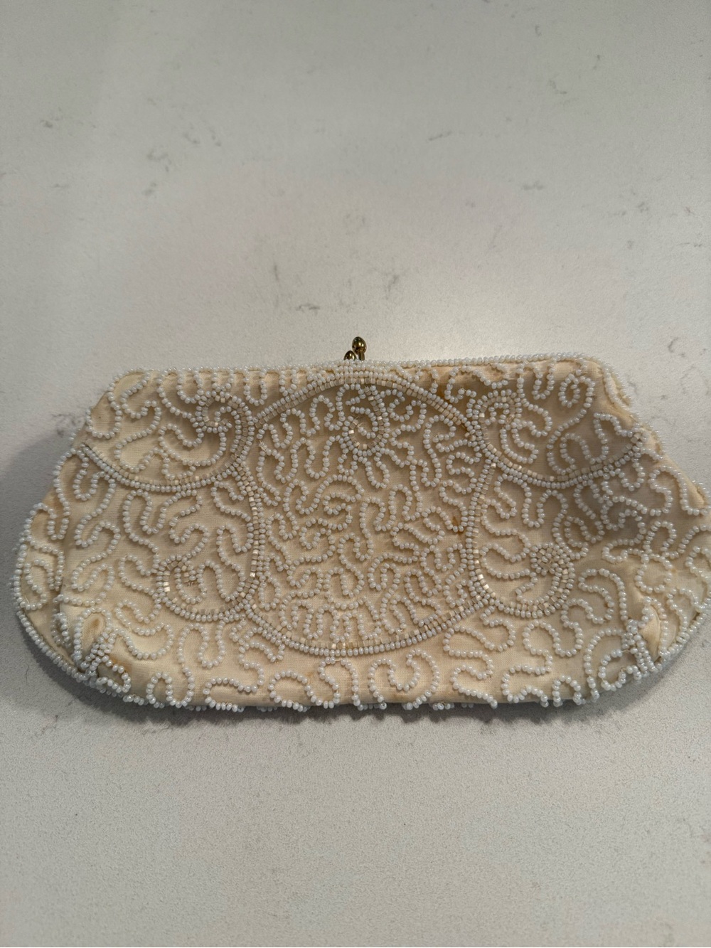 Ivory Beaded Evening Clutch